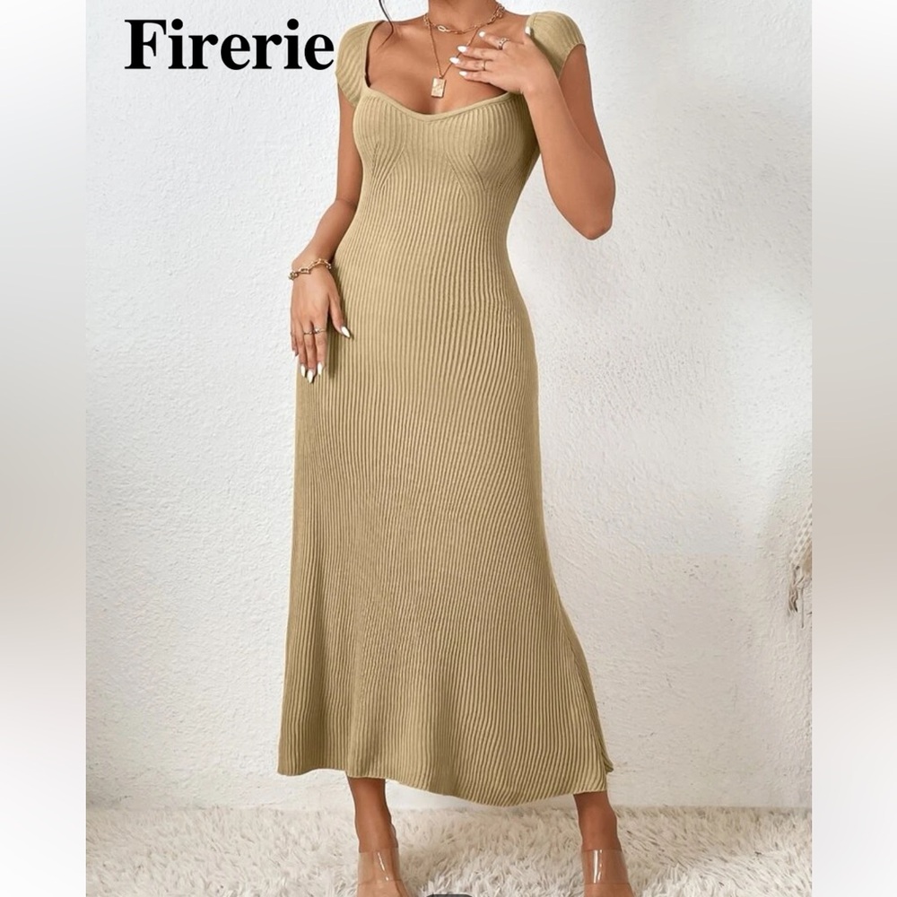 Knit Sweetheart Neck Romantic Sweater Dress